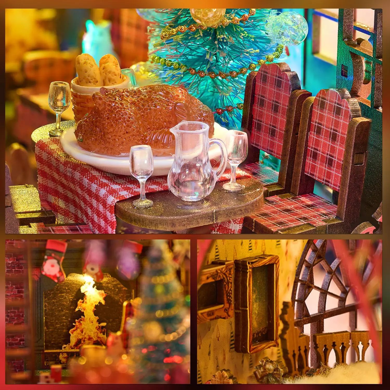 DIY بها بنفسك ليلة الثلج الاحتفال كتاب الزاوية ثلاثية الأبعاد لغز خشبي مصغرة منزل نموذج LED أضواء الجمعية لعبة هدية لعيد الميلاد عيد ميلاد #3