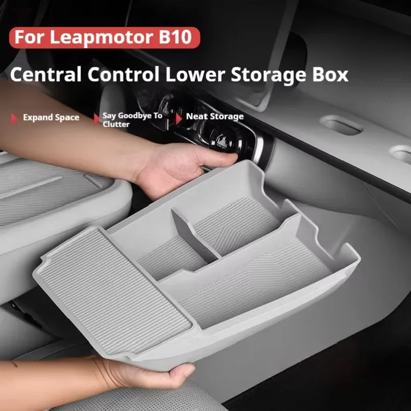 For Leapmotor B10 Car Center Console Lower Storage Box Silicone Organizer Tray Box Pad Car Modification Car Interior Accessories