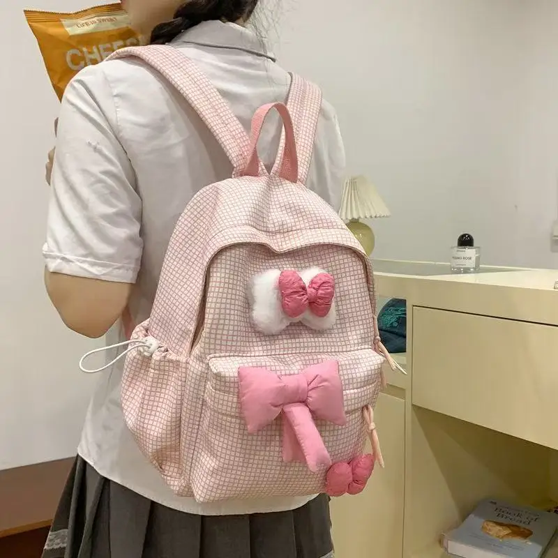

School Bag Bow Tie Schoolbag Japanese Style Instagram, College Student Backpack Fresh And Versatile Cute Backpack For Girls Gift