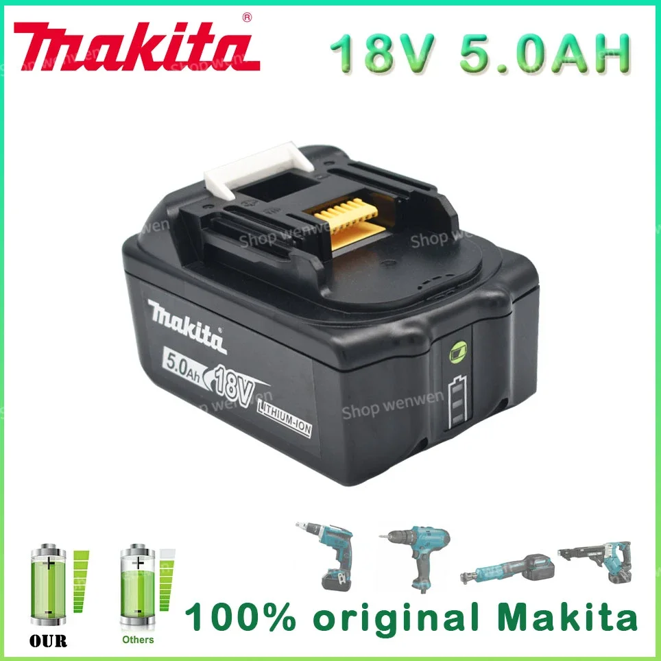 

100% Оригинальный Makita 18 в 5000 мАч литий-ионный аккумулятор для Makita BL1830 BL1850 BL1860 BL1840 LXT400 Сменный аккумулятор для электроинструмента