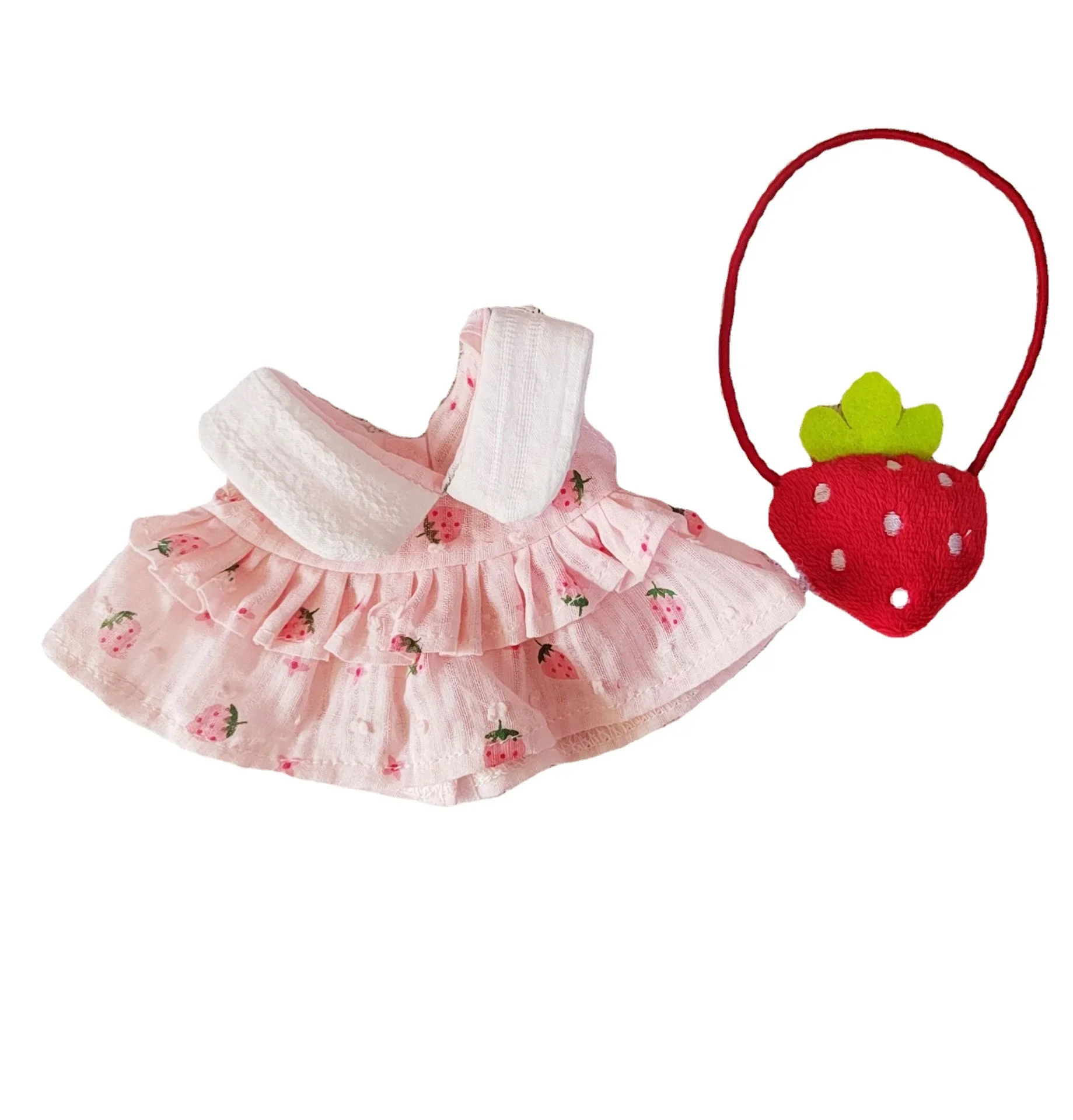 20cm Cotton Doll Lovely strawberry satchel bag Plush Dolls Clothes Shoes Fashion Dresses for EXO Idol Dolls Accessories