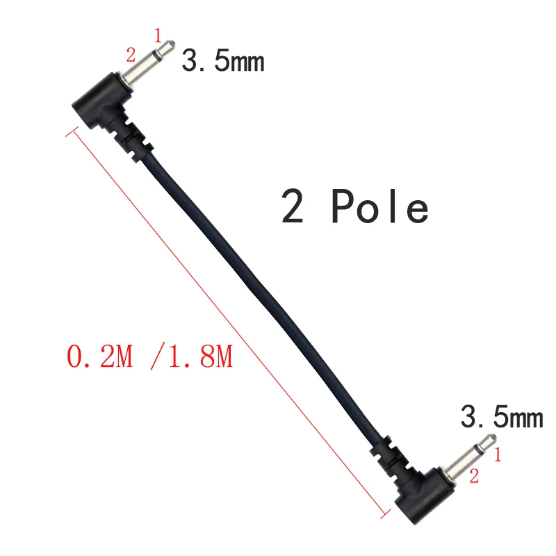 20CM 1.8m 3.5mm Mono Male to Male Dule Right Angled Plug 2 Pole Male Plug Cable