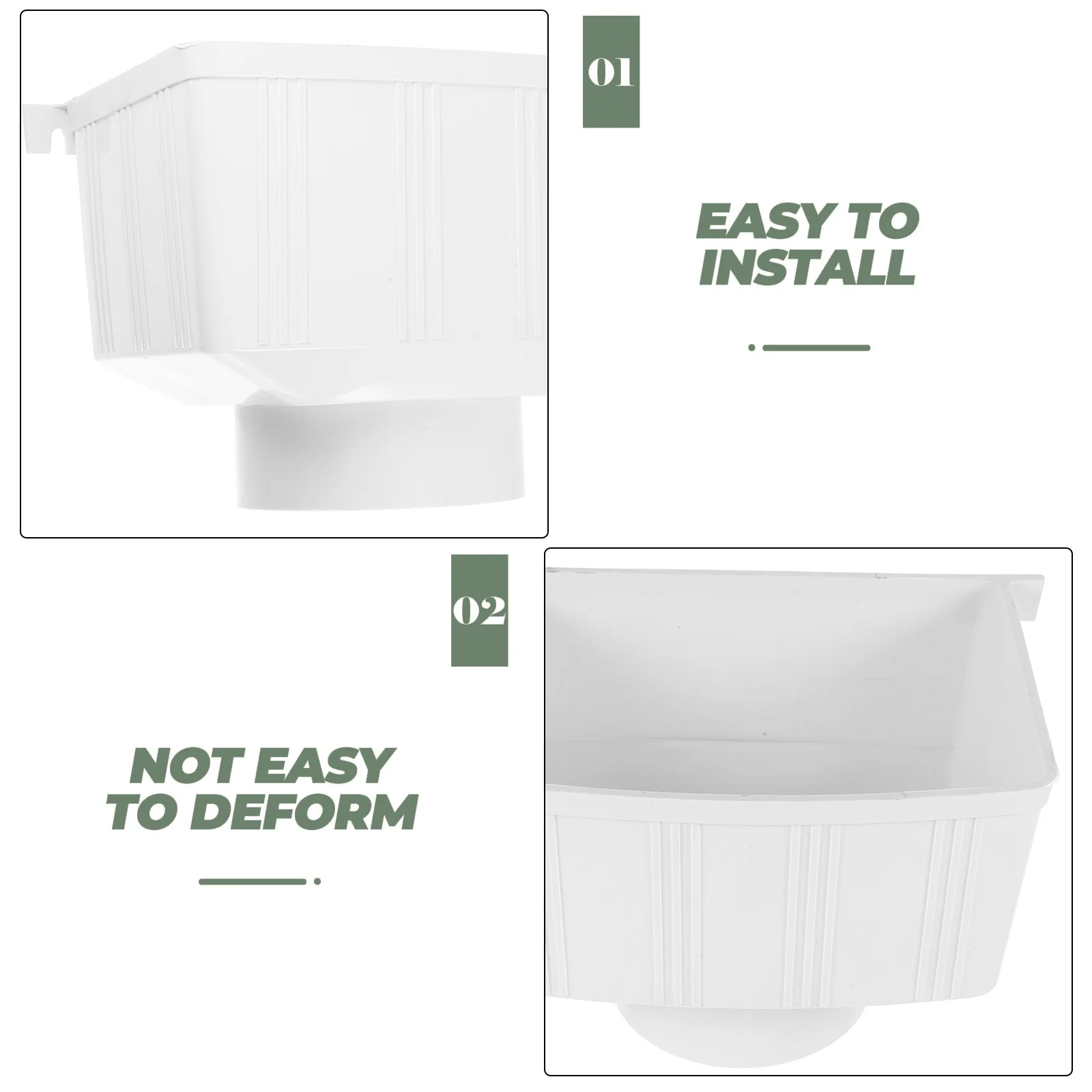 Downspout rettangolare in PVC Deviatore di pioggia efficiente per tetti di ville Capannone Parti di grondaie Soluzione di raccolta di acqua piovana