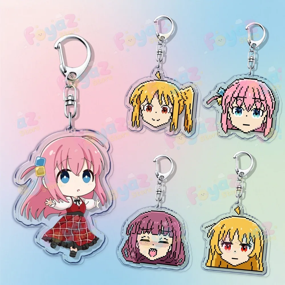 Anime Girl Kikuri Keychain for Accessories Bocchi Meme Cute Cartoon Kawaii Manga Keyrings Key Chains Fans Gifts