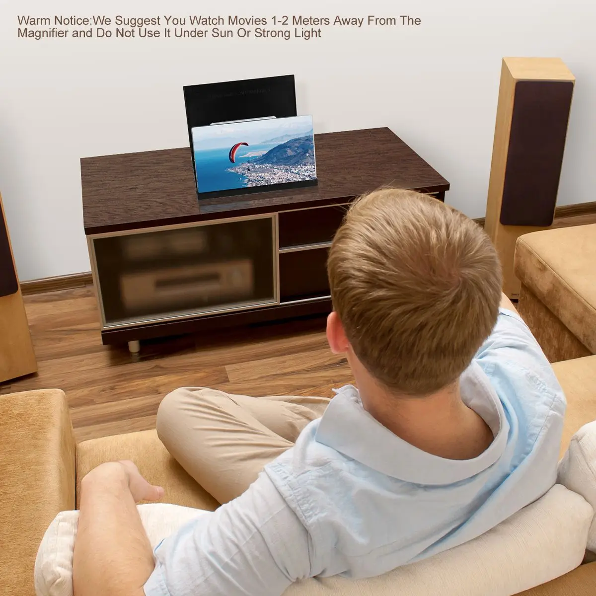 NICERIO 3D ユニバーサルスクリーン拡大鏡スマート携帯電話アンプ、映画鑑賞用の折りたたみ式ホルダースタンド付き (ブラック)