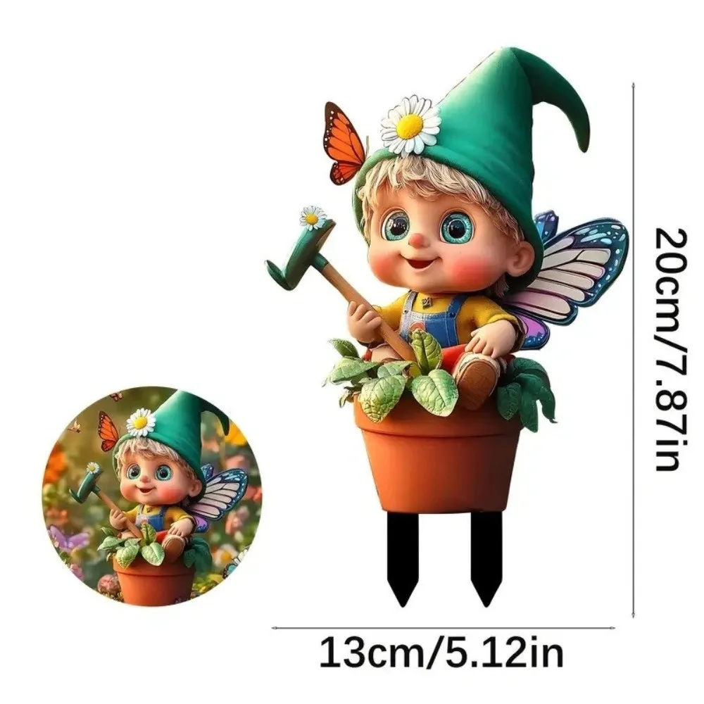 Fantasy Ground Insert Garden Art Ornament 2D Flat Rabbit Elf Garden Figurine Treehouse Acrylic Acrylic Ground Insert Indoor