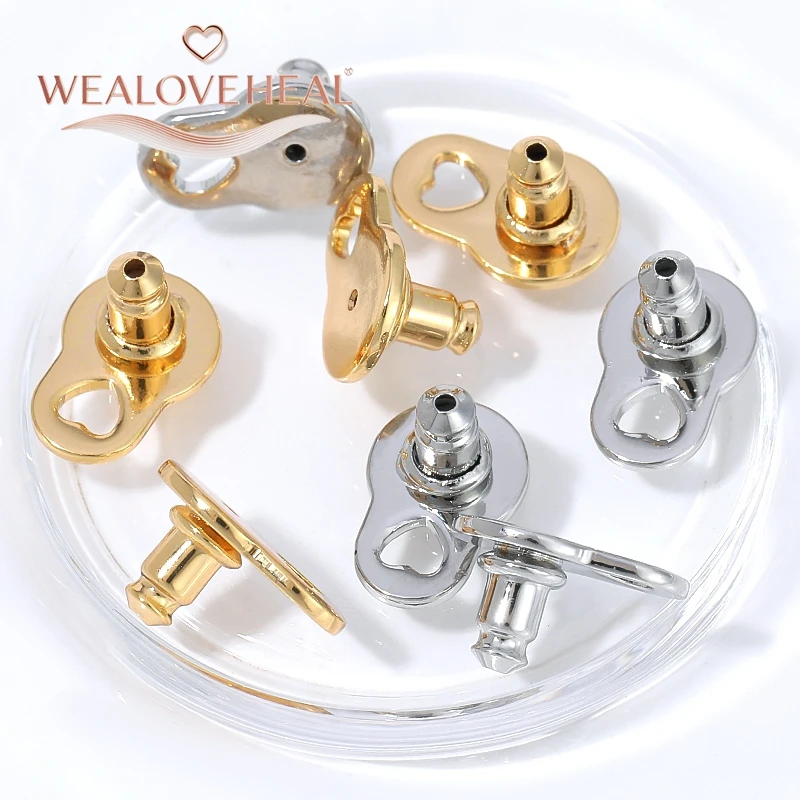 5/10 Stück 18K vergoldete Messing-Ohrringverschlüsse, große Scheibe mit Herz-Ausschnitt, sichere Ohrstopper, Schmuckzubehör, DIY-Zubehör – Detail 19