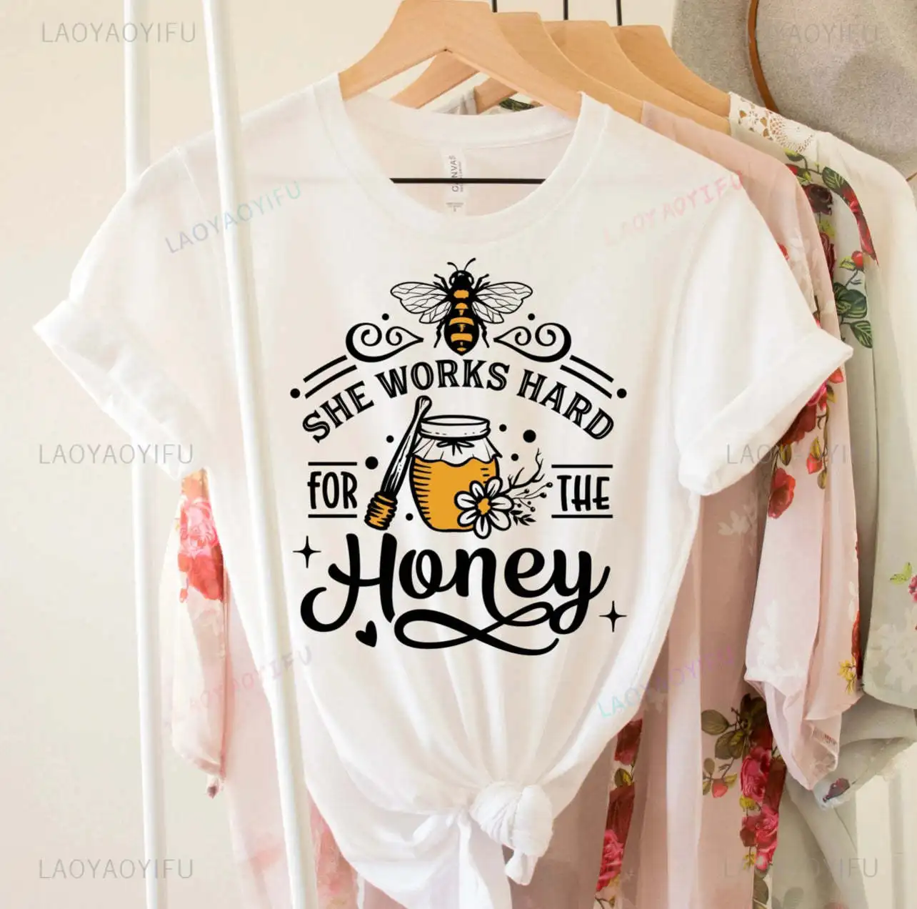 Honey Lover and Bee Lover T-shirt, Lady Beekeeper Casual Shirt, She Works Hard for Honey Shirt, Beekeeper Fashion Shirt