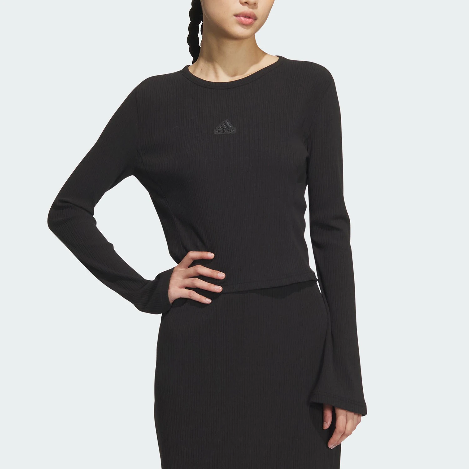 

Adidas Originals женская новая повседневная простая облегающая футболка с круглым вырезом и длинными рукавами JJ3597