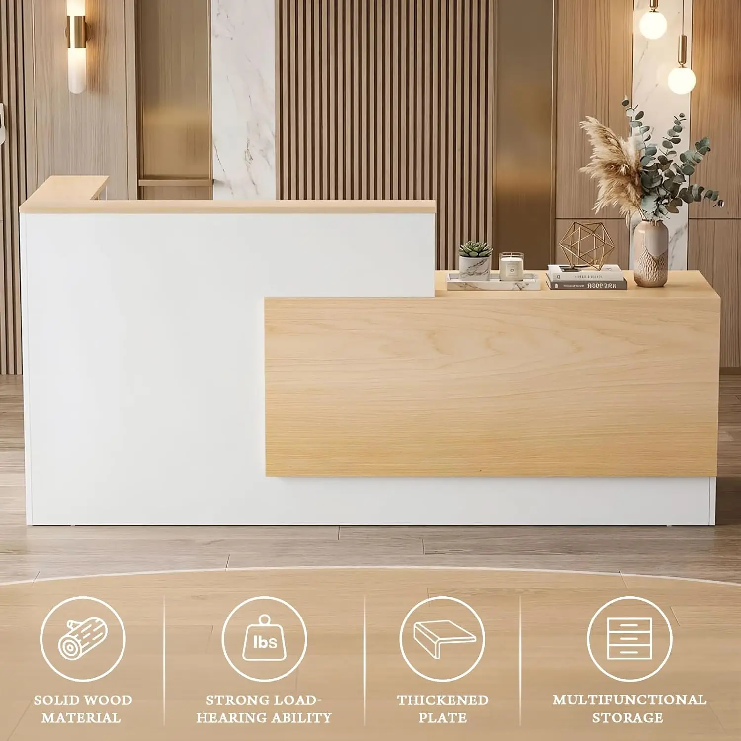 Commercial salon reception counters, trays with lockable drawers and keyboards, professional salon reception counters