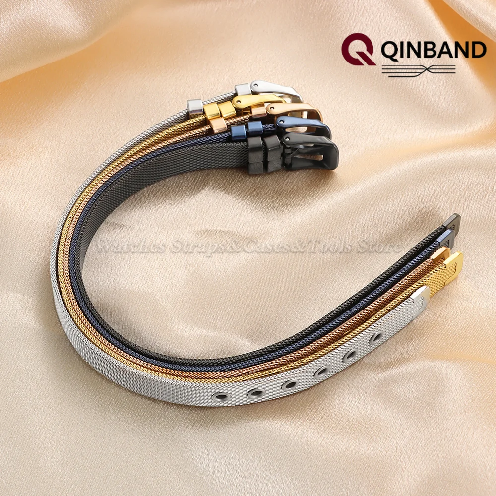 10mm Edelstahl Milanaise Mesh Uhrenarmbänder für Damen für DW für Armani für Smartwatch Ultradünnes Armband Silber Gold Gürtel – Detail 4