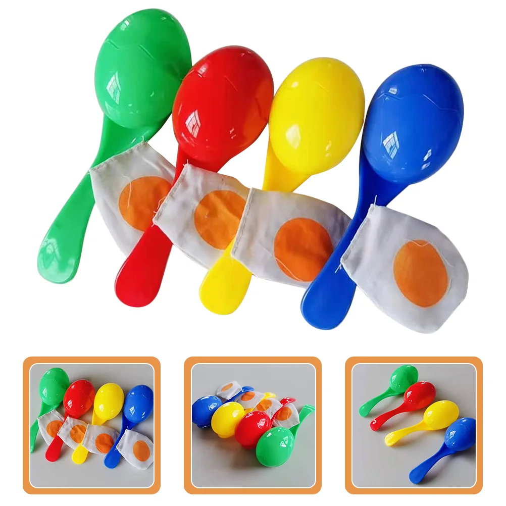 

4 Pcs Funny Kids Toys Egg Spoon Outdoor Playset Birthday Party Games for 4-8 Balance Interesting Spoons