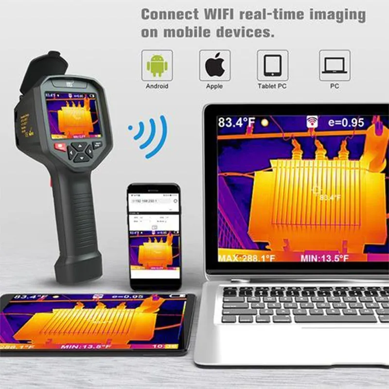 Imagem -02 - Hti-imager Térmico Infravermelho Circuito Pcb Industrial Detecção de Tubulação de Aquecimento 384x288 Pixels Wifi Ht-h8