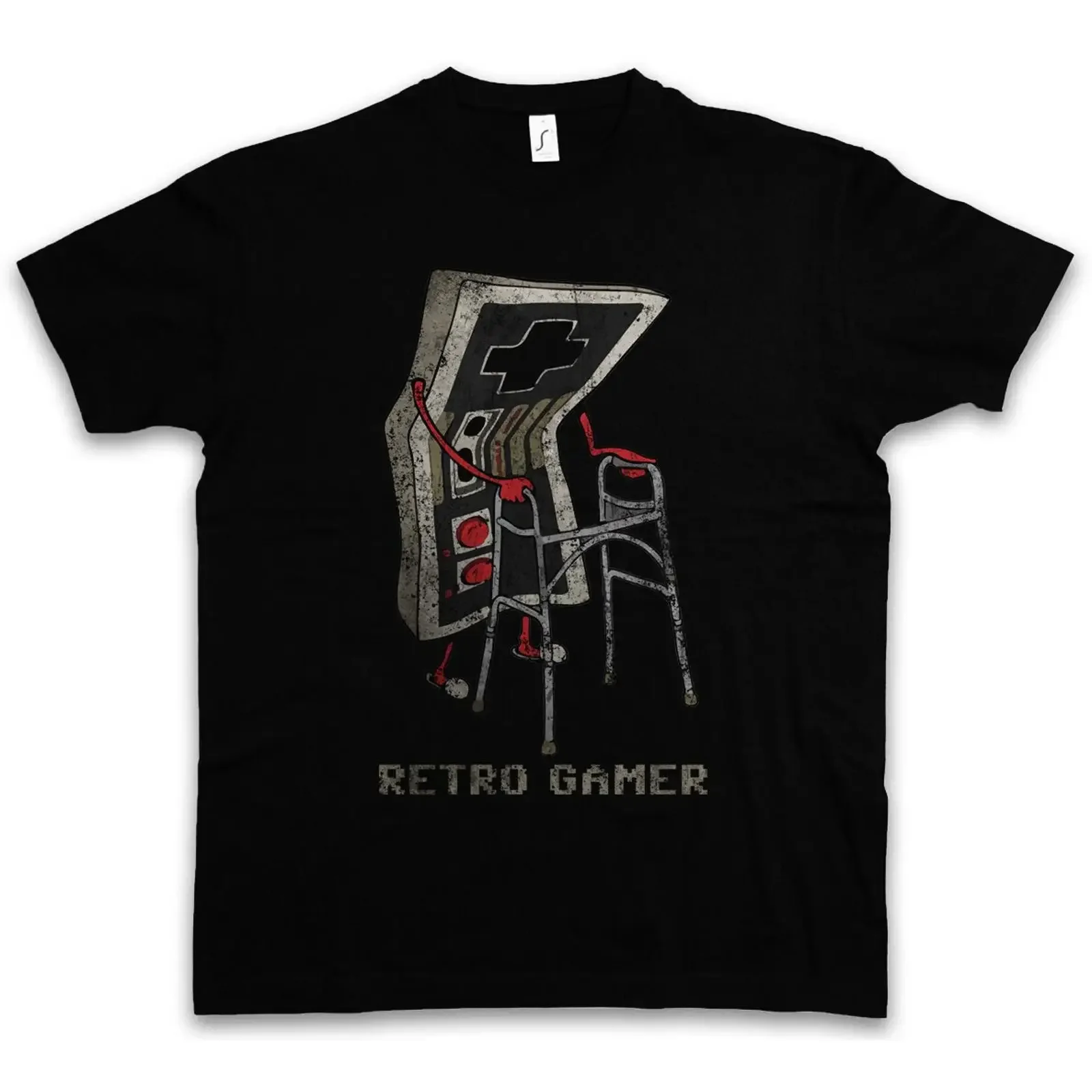 RETRO GAMER T SHIRT Gaming Admin PC Fun Gründfather Opa Geek Nerd Freak vintage Washed Comfortable Unisex graphic Stretched
