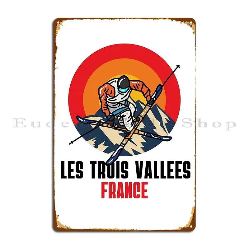 Plaque Métallique Les Trois Vallées, Affiche Murale de Garage, Plaques Décoratives, Panneau en Étain Design
