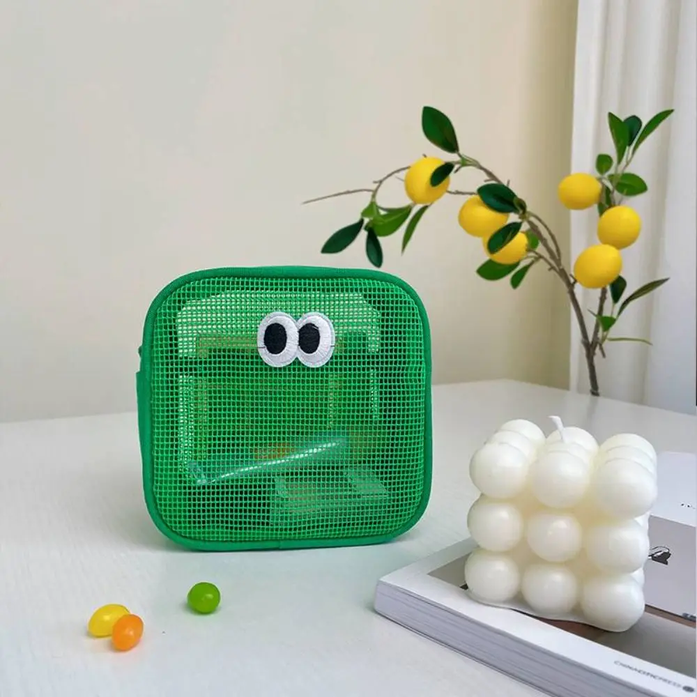

Mesh Large Capacity Zipper Makeup Bag Transparent Korean Storage Bag Mesh Cosmetic Bag DIY Shoulder Bag Women Cosmetic Bag