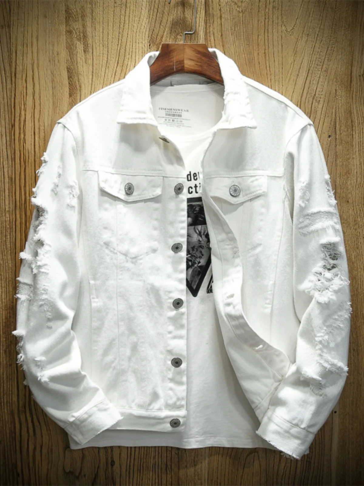 

Loose Fit Men's Denim Jaet Autumn Spring White Casual Sle Korean Faion Break Hole Design Cotton 00% Spring Summer