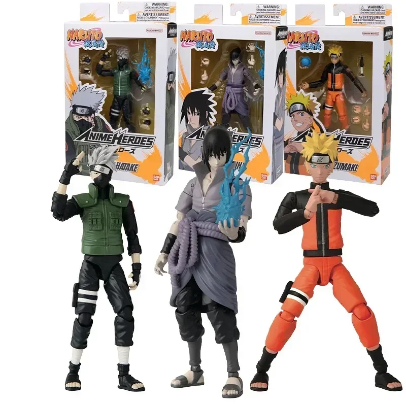 

In Stock Bandai Original NARUTO Anime Model Uzumaki Naruto Uchiha Sasuke Hatake Kakashi Joints Movable Action Figure Toys Gifts
