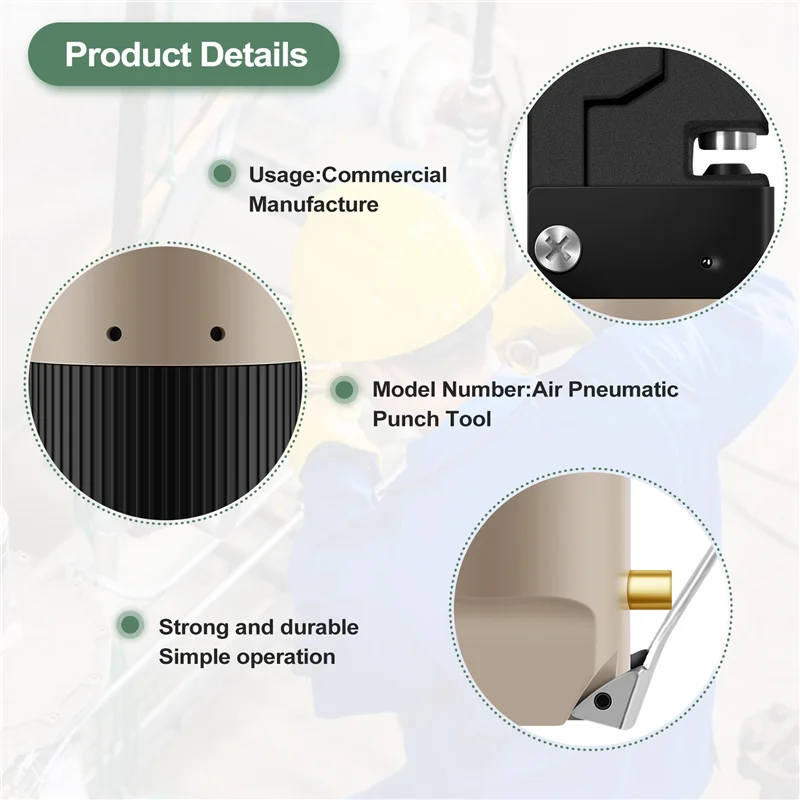 

1Pc Air Powered Pneumatic Punch Tool Zinc Alloy Pneumatic Punch Tool Edge Setter Panel Flanging 5Mm Punch