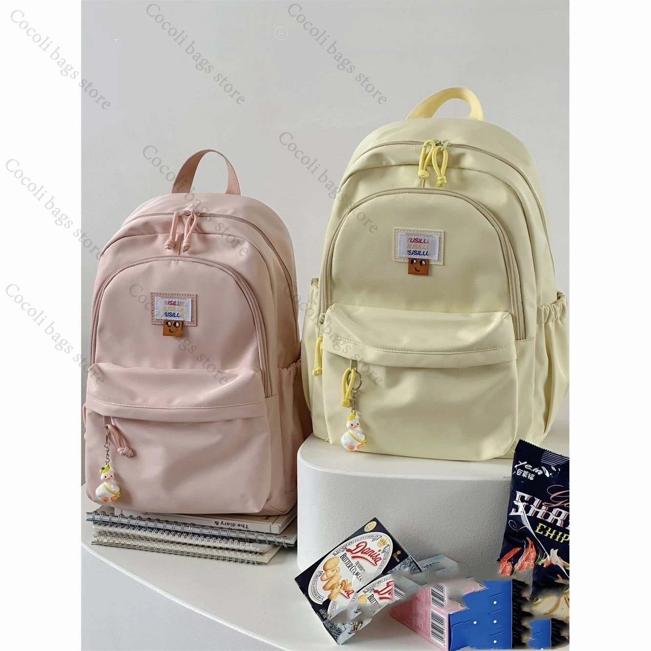 Solid Color Backpack Candy Color School Bag for Girls School Backpacks Large Capacity Teenage Backpacks for Teens Child Bag