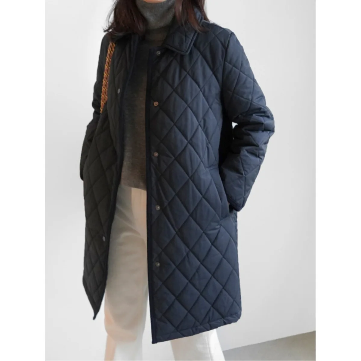 

Художественное женское хлопковое пальто Jaet с квадратным воротником в стиле пэчворк и ромбовидным узором, винтажное длинное пальто средней длины