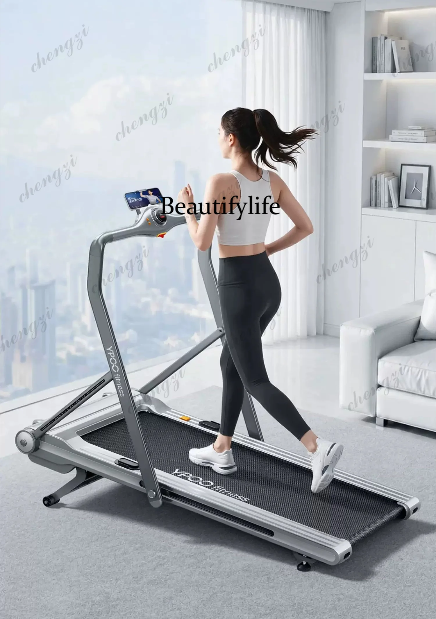 Smart treadmill household small folding, silent indoor home fitness electric slope