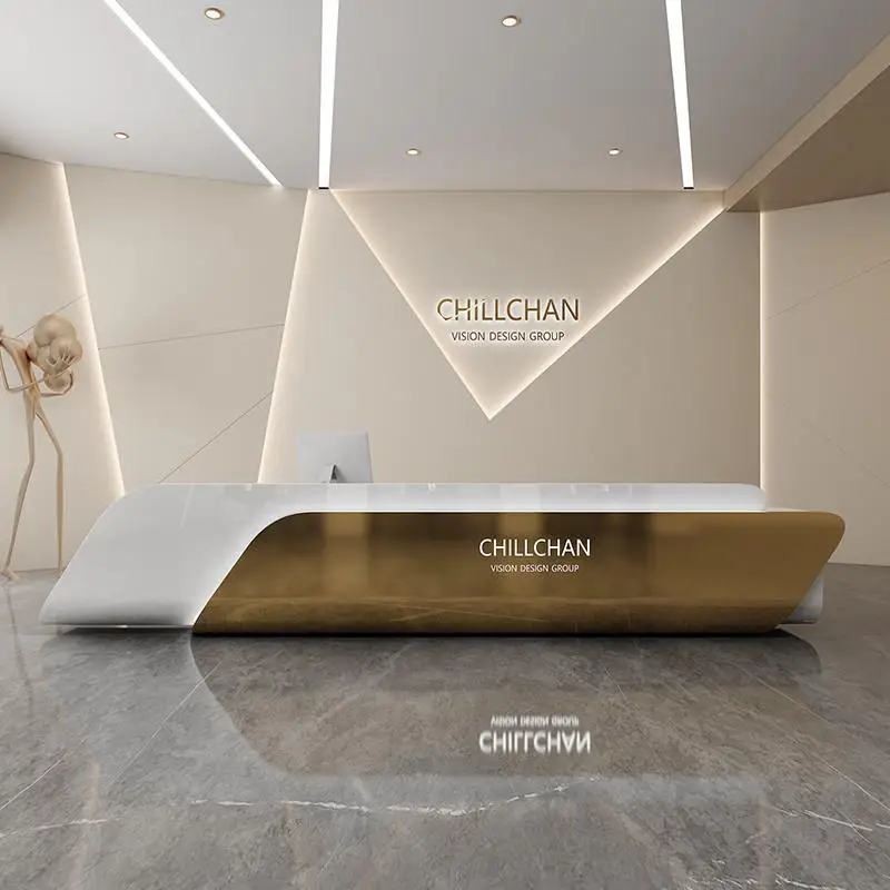 Checkout Front Desk Reception Counter Modern Long Classic Reception Desks Beauty Salon Clinic Mostrador Recepcion Furniture