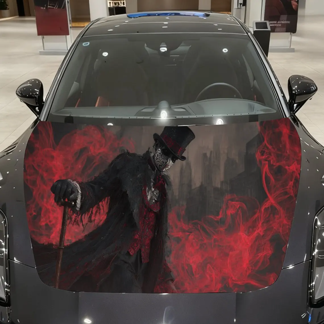 Weird Red - Mist Gentleman Print car hood stickers, waterproof self-adhesive, scratch resistant, easy to stick, durable car PVC
