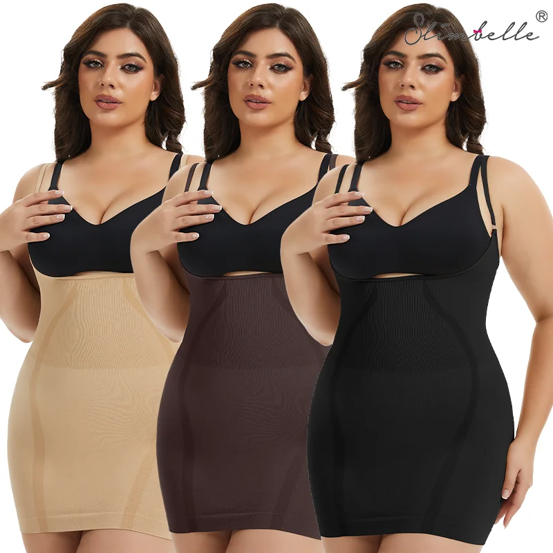 

Slimbelle Plus Size Women Shaperwear Underwear Breathable Underbust Slip Sexy Adjustable Strap Butt Lifter Tummy Control Lingeie