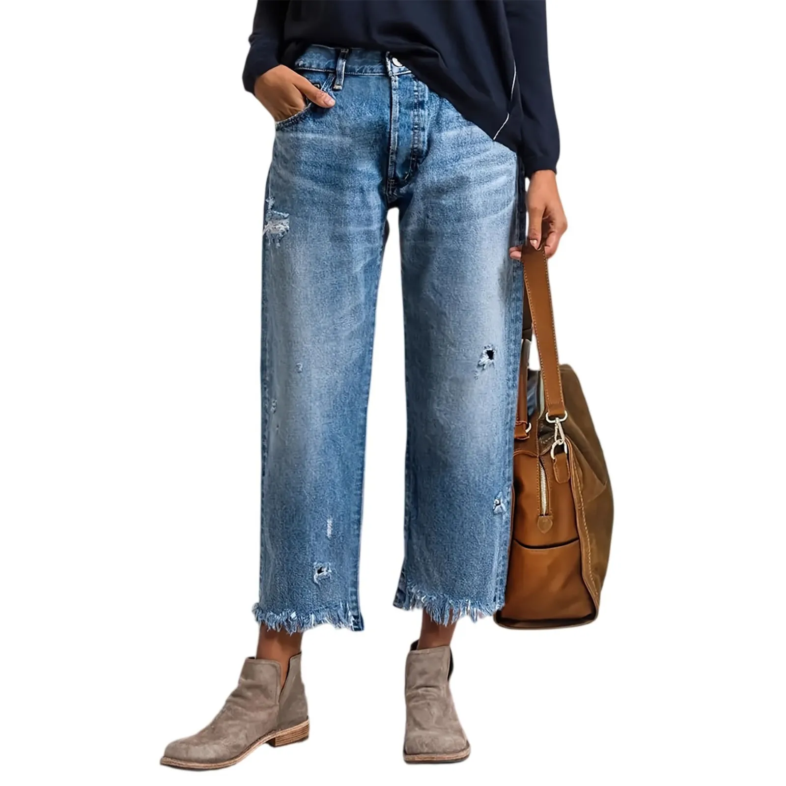 Pantaloni palazzo per le donne Jeans eleganti da donna con fondo a campana per le donne Pantaloni da lavoro neri a gamba dritta Jeans larghi Y2k Ropa De Mujer