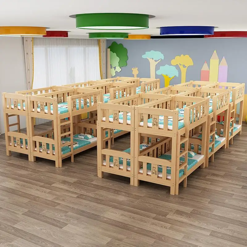 

Kindergarten special bed Solid wood bed Children's bed Elementary school care class High and low beds Upper and lower bunk