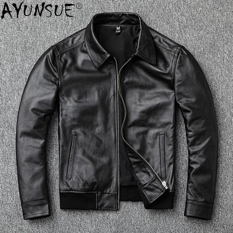 

Men Clothing Real Cow Leather Jacket Men's Clothes Bomber Jackets 5XL 6XL Plus Size Motocycle Coat Ropa Hombre LXR377