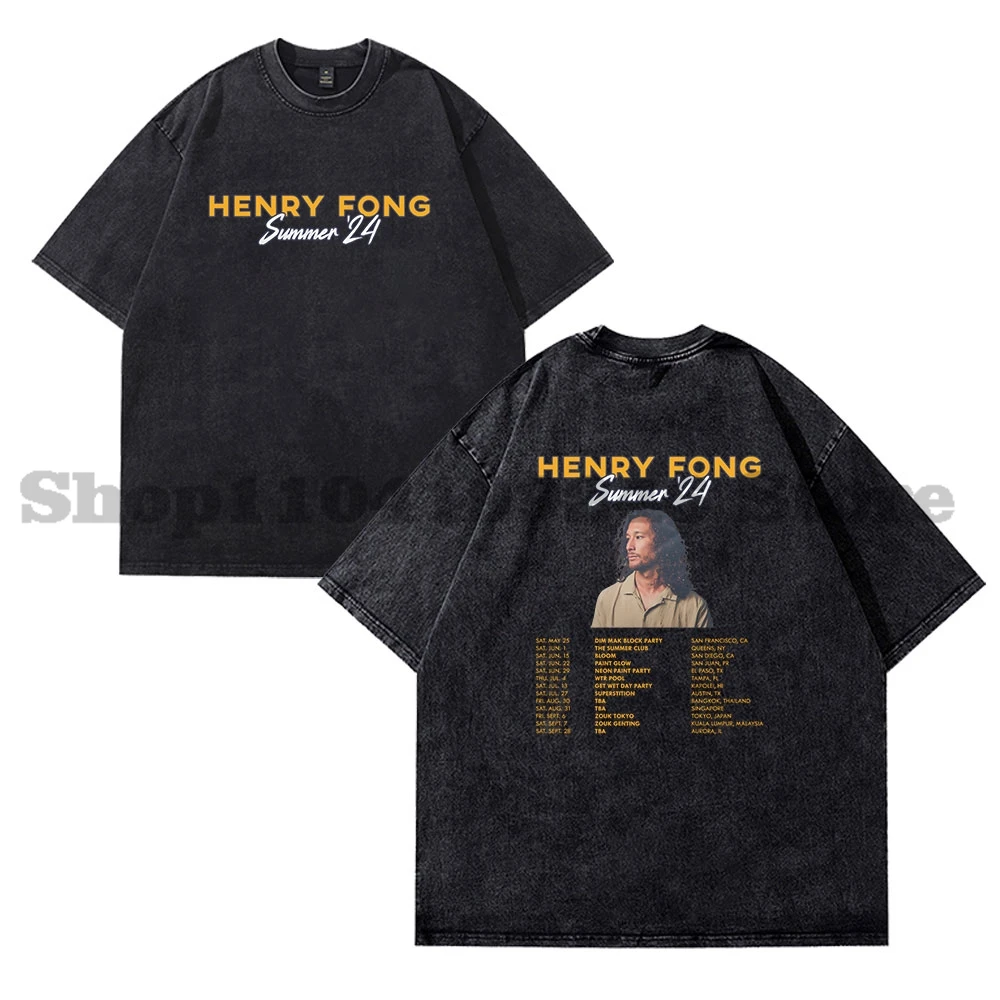 Футболка с круглым вырезом и коротким рукавом для мужчин и женщин, хлопковая винтажная футболка для стирки Генри Фунг