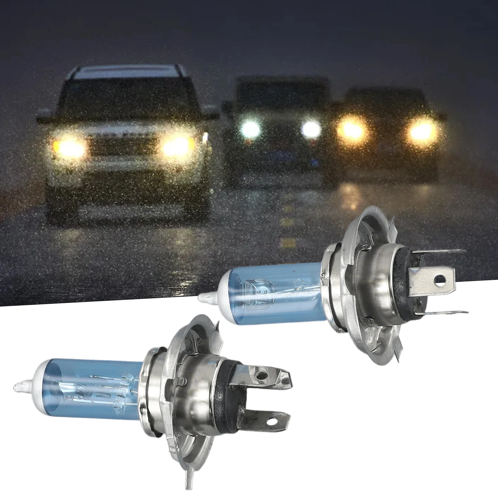 

Высококачественные галогенные лампы H4/HB2 9003 для фар 6000K, Ксеноновые белые 55 Вт (комплект из 2), прочные и энергоэффективные