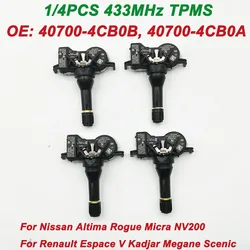 NEW 1/4PCS 433MHz TPMS 407004CB0B 407004CB0A 40700-4CB0B 40700-4CB0A Tire Pressure Sensor For Nissan Altima Rogue Micra Renault