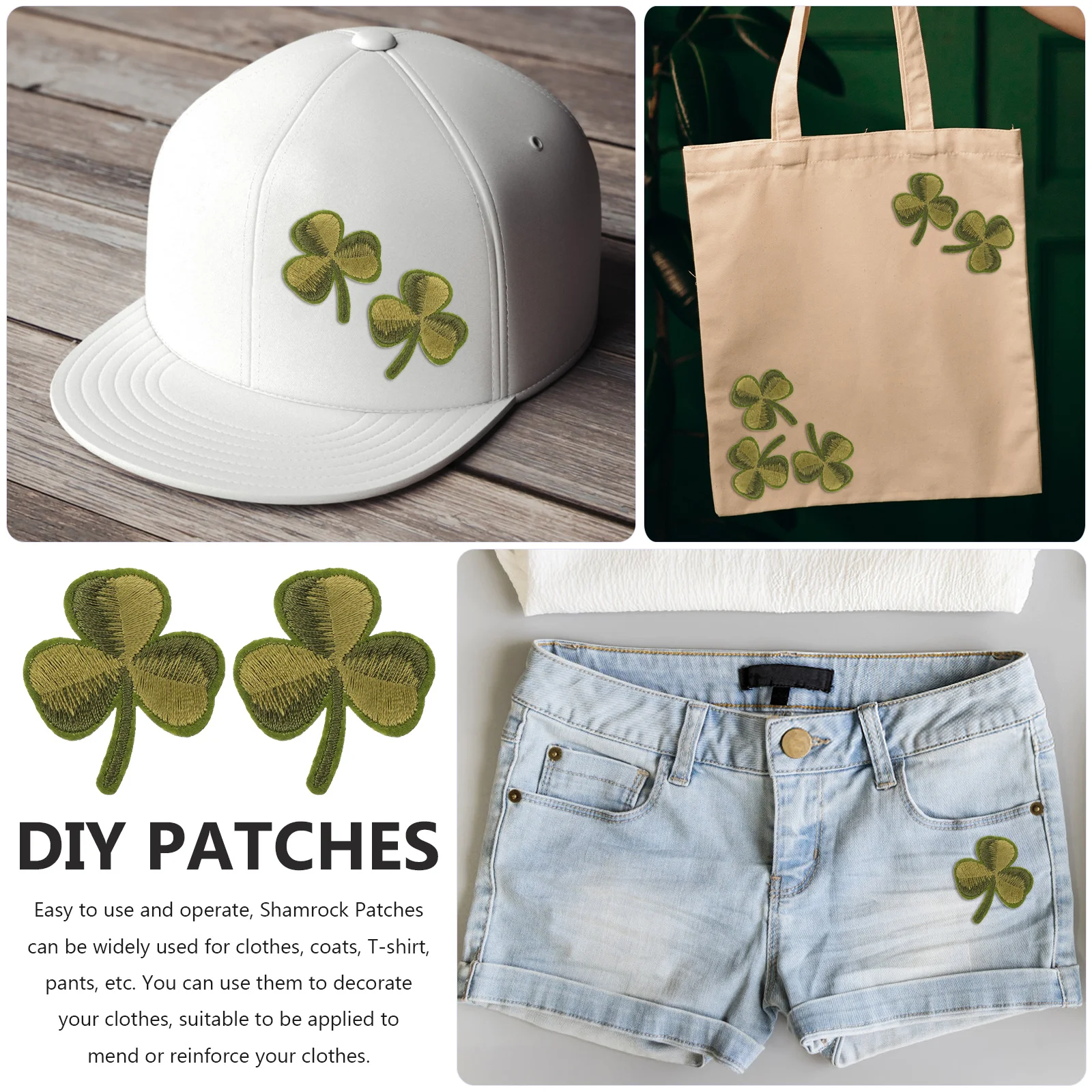 Patch Embroidery Patches for Clothes Applique Shamrock Iron St Patricks Day Embroidered