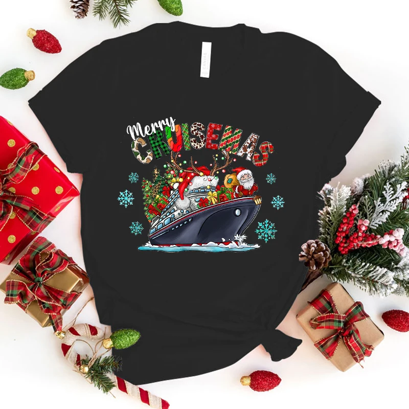 

Merry Christmas Cruise Printing T-Shirt Fashion Unisex Short Sleeve Summer Cool Hip Hop Top Tee(Premium T-shirt)