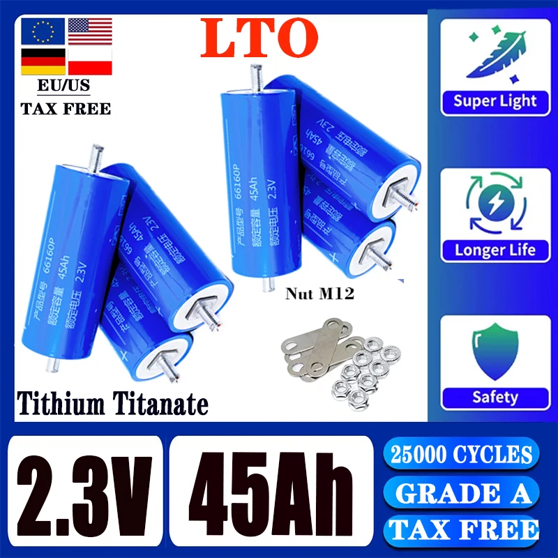 25000 cycles of Silver Dragon LTO 66160 2.3V 45Ah lithium titanate battery 10C discharge DIY 12V 24V car audio system car start