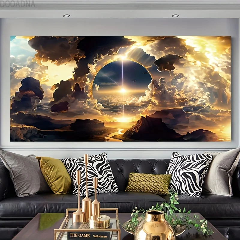 

1pc Modern Frameless Art Drawing with River and Sunset Scenery Canvas Art Painting for Bedroom, Living Room and Bedroom Decor