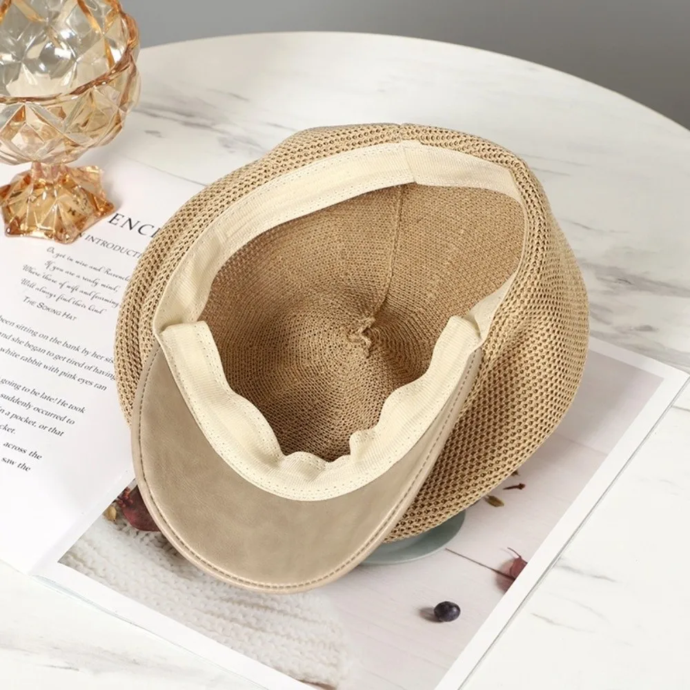 Ins الكورية جوفاء محبوك قبعة Y2k تنفس الرسام القبعات رقيقة تنوعا قبعة قبعة الإناث #2