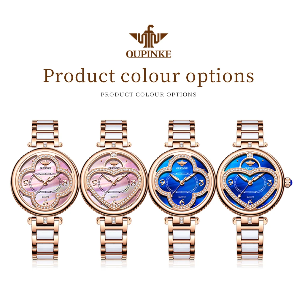 OUPINKE Elegant Luxury Women Watches Fully Automatic Mechanical Watch Lucky Grass Dial Waterproof Original Brand Watch for Lady