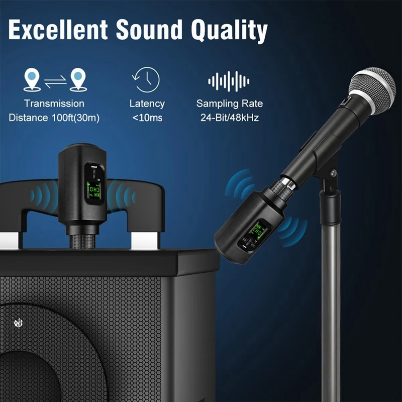 Guitar Wireless Microphone System XLR Transmitter And Receiver For Dynamic Wired Microphone