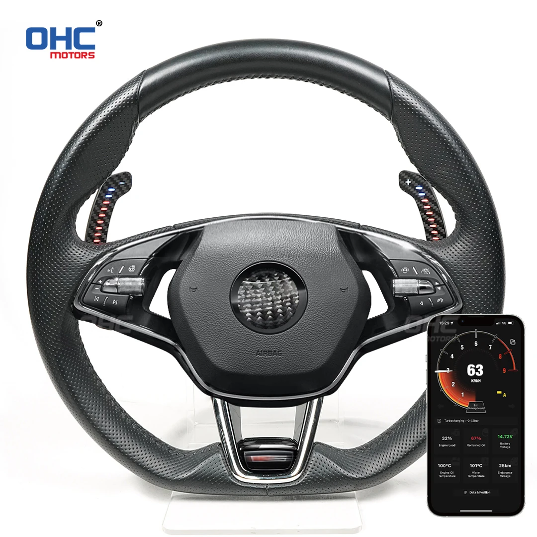

LED Magnetic Steering Wheel Paddle Shifters Various Colors For Skoda 2019 Octavia VRS Carbon Fiber Paddle Shifters