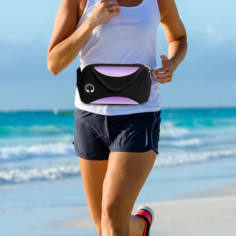 Fashion Waist Bag with 2 Zipped Pockets for Walking Running Cycling Waterproof Fanny Pack Phone Holder Storage Pouch Belts Bags