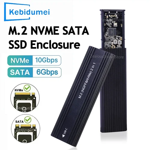 Carcasa M.2 NVME NGFF SATA, carcasa M2 SSD, protocolos duales, adaptador USB 3,1 tipo C SSD, caja de disco duro externo de 10Gbps a NVMe SATA