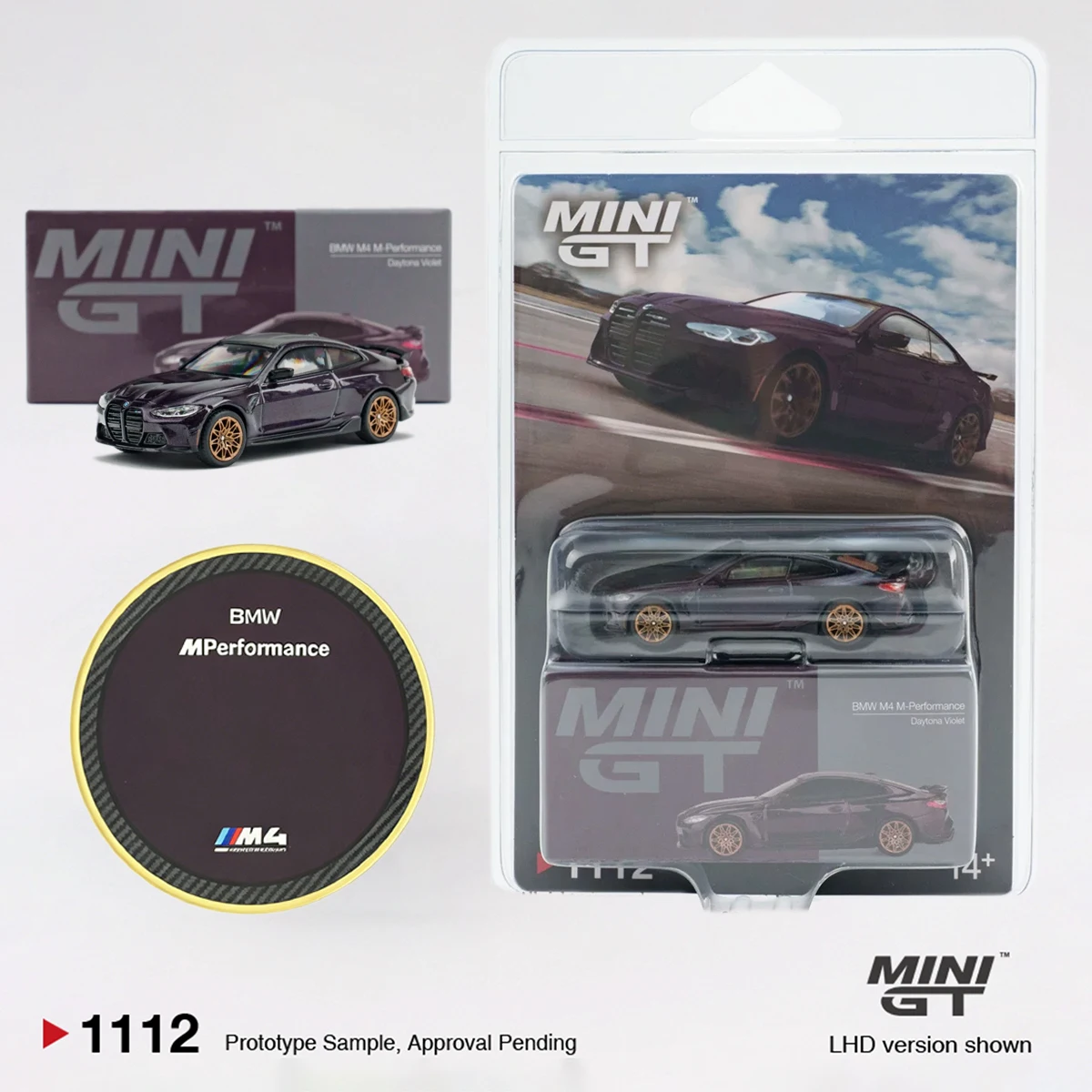 

MiniGT 1112 1:64 BMW M4 Competition G82 LHD Daytona Violet Gold Wheels Item#1112 Diecast Car Model In Stock Ready To Ship
