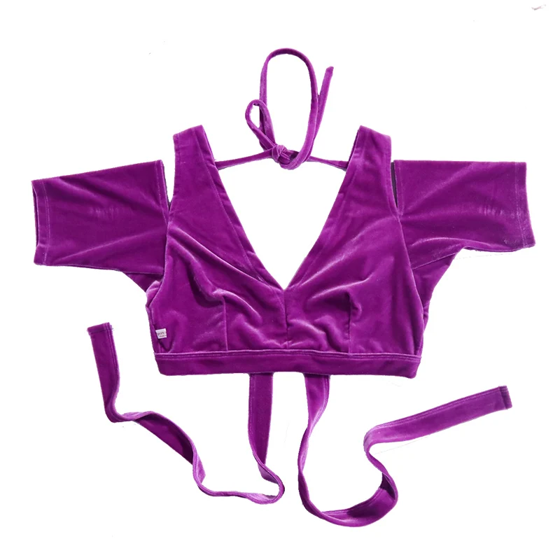 

Бархатный костюм для танца живота Fat Chance Tribal Choli, топ с короткими рукавами CJJ56