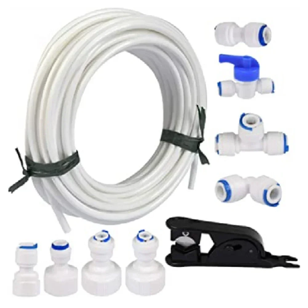 Refrigerator Connector Kit 14 Inch Flexible Water Pipe Fittings for RO Filter and Water Supply Compatible with Ice Machines