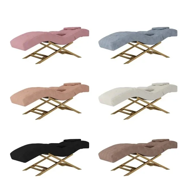 2026 Modern Luxury Pink Gold Beauty Salon Furniture Facial Spa Bed Adjustable Reclining Eyebrow Lash Bed for Sale