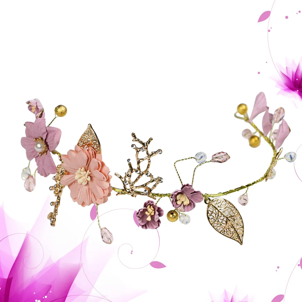 Floral Headband Headbands Hair Decorations for Wedding Manual Flowers Headpieces Purple Bridal